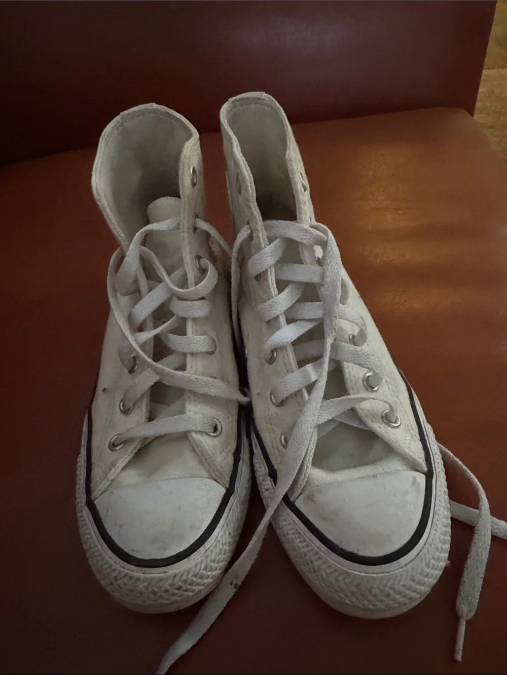 Converse White High Top Sneakers with Pink Floral Embroidery